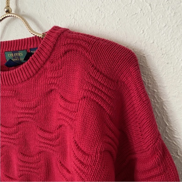Vtg 90s Textured 3D Sweater Red Colours by Alexander Julian Biggie Smalls Cosby - Picture 6 of 12